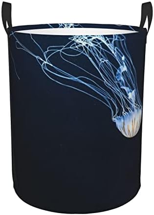 Deniz Yaşamı Denizanası Baskılı çamaşır sepeti Katlanabilir Dairesel Sepet giysi saklama Kova Günlük İhtiyaçlar saklama çantası
