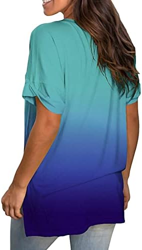 lczıwo Casual Bluzlar Kadınlar için Çalışmak için Degrade Kısa Kollu V Boyun Baggy Plaj Günlük Temel T-Shirt Tunik Üstleri