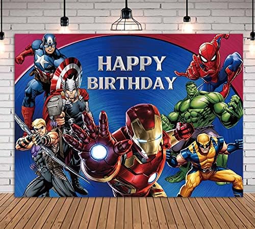 Karikatür Süper Kahraman Tema Fotoğraf Arka Plan Avengers arka planında Marvel Doğum Günü Partisi Afiş Süper Şehir Erkek