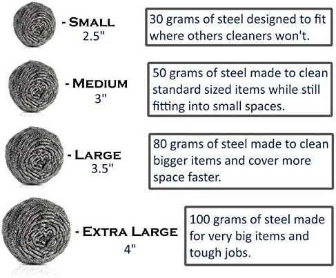 brheez Paslanmaz Çelik Ovma Pedleri [Orta-30 Gram ] Ağır Hizmet Tipi [12 Paket] Çelik Yün Yıkayıcılar-Endüstriyel ve Ticari-Ayrı