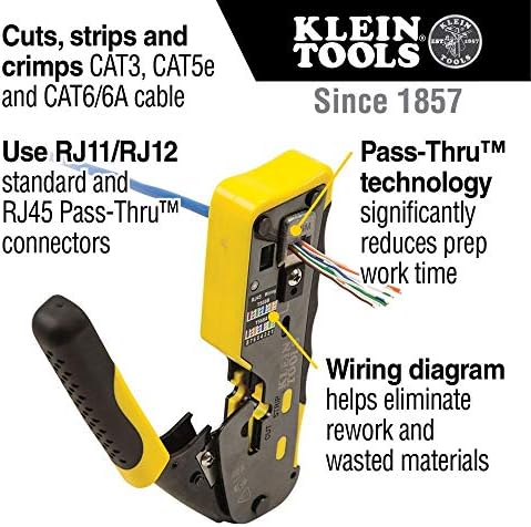 Klein Tools VDV001819 Takım Seti, Kablo Montaj Test Seti, 6 Parçalı ve 80024 Racheting Veri Kablosu ve CAT6 Fiş 50'li Takım