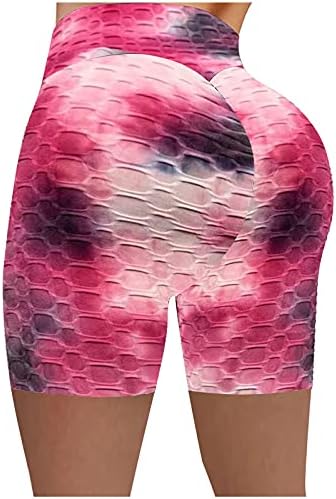 JUPAOPON Bayan Yüksek Bel Karın Kontrol Yoga Şort Batik Egzersiz Koşu Popo Kaldırma Şort Dantelli Ganimet Koşu Pantolon