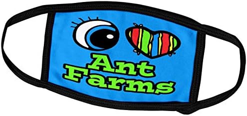 3dRose Parlak Göz Kalp Karınca Çiftliklerini Seviyorum-Yüz Örtüleri (fc_105710_2)