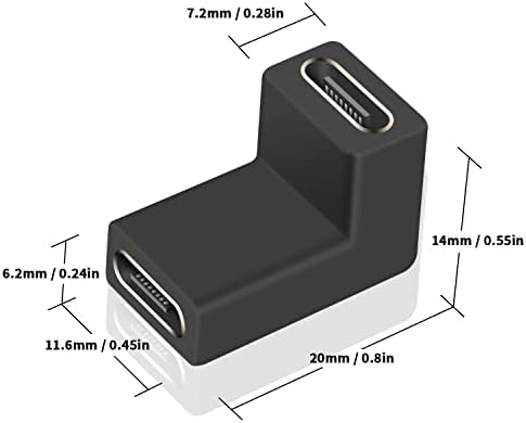 Poyıccot USB C Dişi Dişi Adaptör (3 Paket), USB C Kuplör 10Gbps, 90 Derece C Tipi Kuplör Konektörü USB C Adaptör Desteği