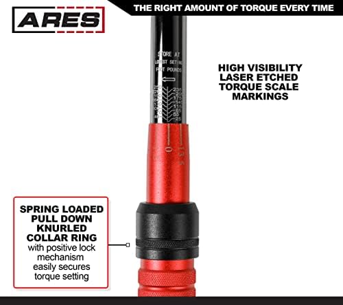ARES 43013-1 / 2 inç Sürücü Mikrometre Tork Anahtarı-Çift Tork Ölçekleri-25-250 ft / lbs (33,9-399Nm) - Tıklama Tork Anahtarı