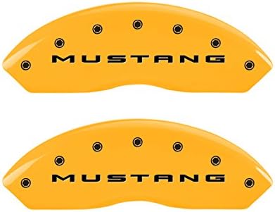 MGP Kaliper Kapakları 10202SM32YL Sarı Kaliper Kapağı (4'lü Set, Oyulmuş Ön: 2015 / Mustang Kazınmış Arka: 2015/37, Sarı