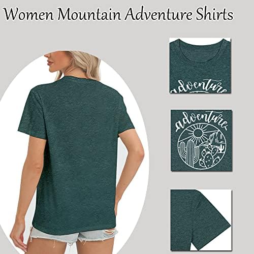 Kadın Dağ Macera Gömlek Sevimli Gündoğumu Kaktüs Grafik Tees Mektubu Baskı Yaz Atletik Rahat Kısa Kollu Üstleri