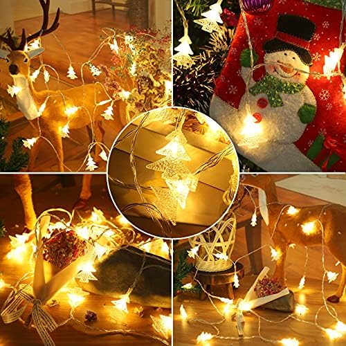 STYYIJ Noel süslemeleri, 20 Ft 40 LED Pil Kumandalı Yılbaşı ağacı ışıkları, Su geçirmez Peri yatak odası lambaları Veranda