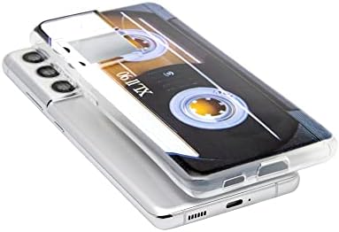 FAteamll Kılıfı için Galaxy S21 Ultra, darbeye Dayanıklı Çizilmeye Dayanıklı TPU Yumuşak Tampon ile Retro Müzik Kaset Teyp