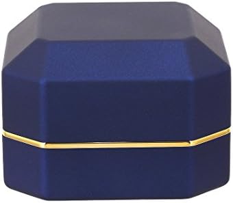 Multifit Kare Şekli Kadife Teklif Nişan Yüzüğü Kutusu Kasa led ışık Takı Sikke Hediye Kutusu (Mavi)