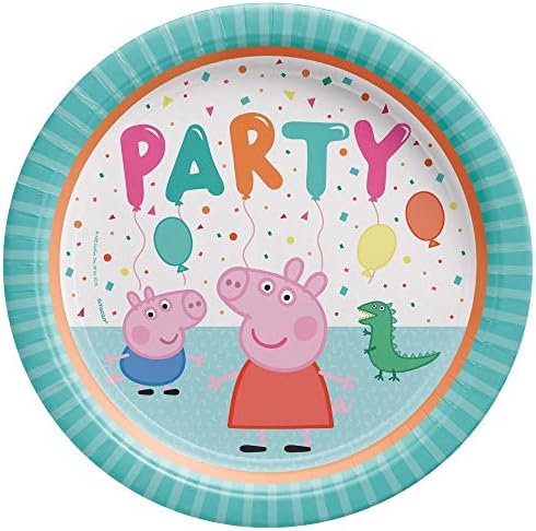 Peppa Pig Parti Malzemeleri ve 16 Kişilik Dekorasyon Seti - Büyük ve Küçük Kağıt Tabaklar, Peçeteler, Bardaklar, plastik