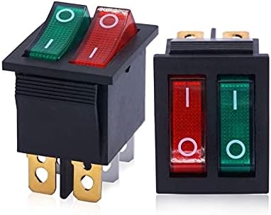 CZKE 2 Pcs AC 250 V/16A,125 V/20A kırmızı ve yeşil düğme ile ışık ON / Off DPDT 6 Pin 2 pozisyon anahtarı