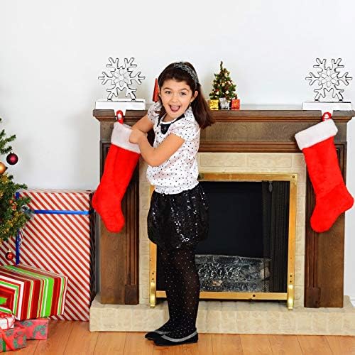 2 Adet Noel Kar Tanesi Çorap Tutucular Kar Tanesi Çorap Askı Metal Mantel Çorap Tutucular Noel Dekorasyon için, gümüş
