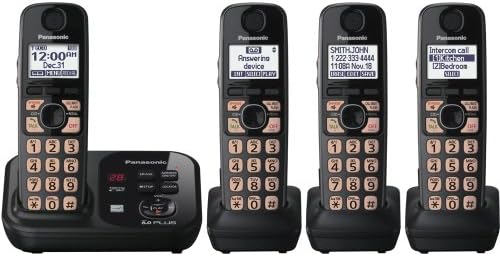Panasonic KX-TG4734B DECT 6.0 Telesekreterli Telsiz Telefon, Siyah, 4 Telefon