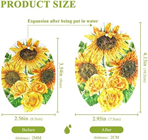 ALAZA Sarı Ayçiçeği ve Gül Çiçek Doğal Süngerler Mutfak Selüloz Sünger Bulaşık Yıkama Banyo ve Ev Temizlik, Çizilmez ve Çevre