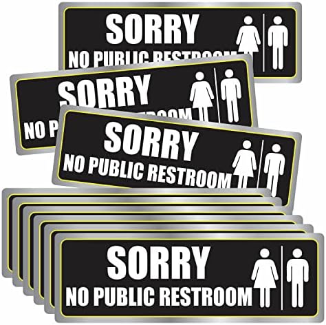 Hiçbir Umumi Tuvalet İşareti Etiket - (12'li paket) 9 x 3 Büyük Mat Kaplama Lamine Vinil Unisex Çıkartmaları banyo kapısı