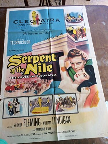 Nil'in Yılanı 1953 orijinal film afişi Kleopatra tarafından oynanan Rhonda Fleming