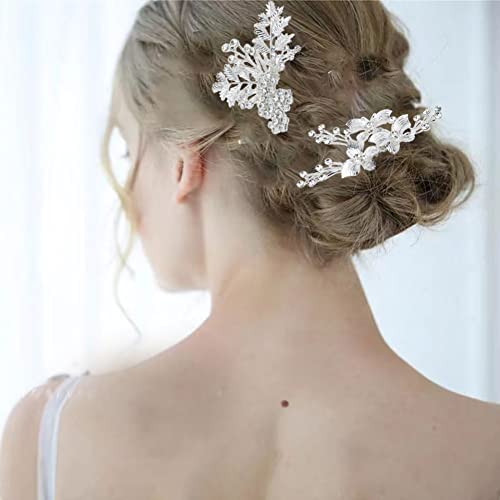 KuuGuu 3 ADET Kristal Çiçek Düğün Gelin Saç Parçaları Rhinestone Gelin Saç Tarak Saç Aksesuarları Kadınlar ve Kızlar için