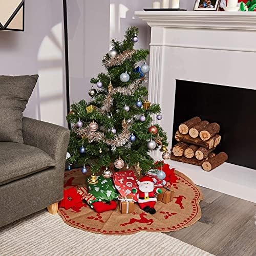 Juvale Vintage Noel Ağacı Etek, Çuval Bezi Ren Geyiği Noel Ağacı Etek, noel dekoru (48 inç)