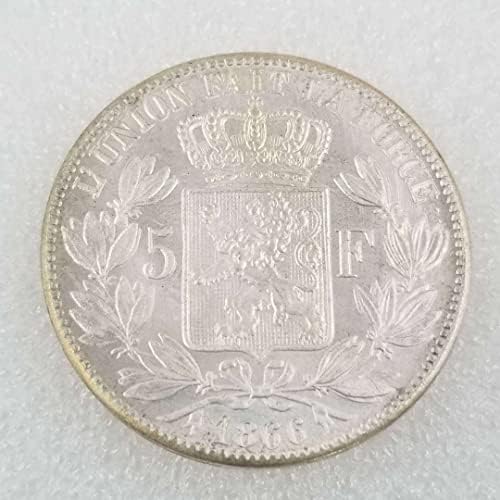 Antika El Sanatları 1866 Belçika Gümüş Dolar Dış hatıra parası 2444-1