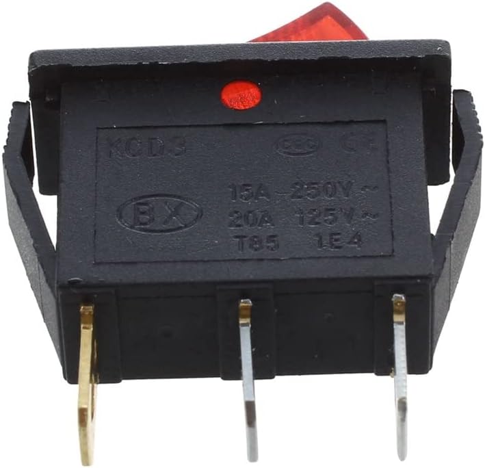 4X Rocker Anahtarı açık kapalı Parlak Bipolar 28X10mm 250V 15A 3 Terminal kırmızı - (siyah renk)