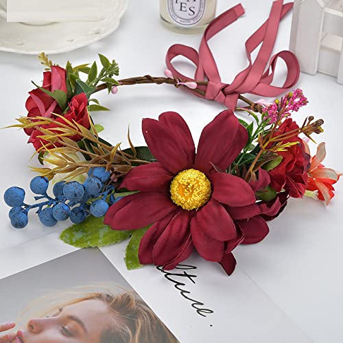 Faylay Hawaiian Çiçek Taç Boho Çiçek Kafa Analık / Gelin Çiçek Taç Düğün Çiçek Saç Çelenk (1 Renkli)