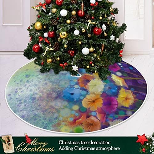 Oarencol Suluboya Renkli Çiçek Bahar Çiçek Sanat Noel Ağacı Etek 36 inç Noel Tatil Parti Ağacı Mat Süslemeleri