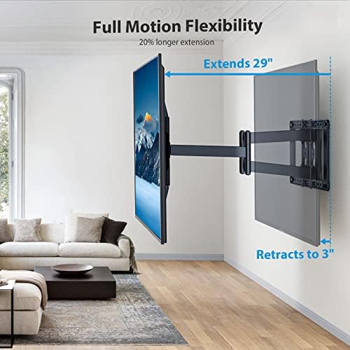 Pıpıshell Tam Hareket TV Duvar Montajı 40-90 inç TV'ler için PIXF3, Max VESA 800x600 132 lbs'ye kadar tutun, Çoğu 23-55 inç