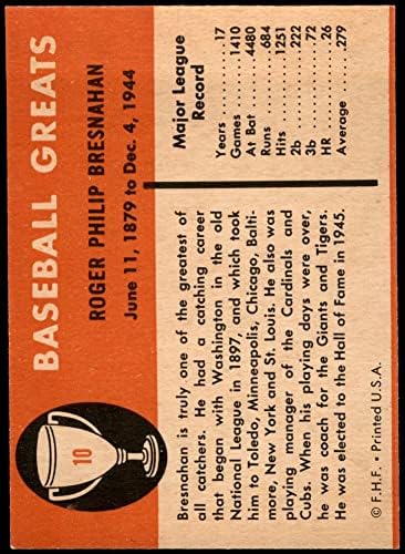 1961 Fleer 10 Roger Bresnahan Chicago Cubs / Kardinaller (Beyzbol Kartı) ESKİ / MT Cubs / Kardinaller