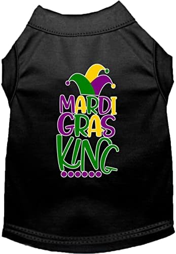 Mardi Gras Kral Serigrafi Mardi Gras Köpek Gömlek Siyah XL