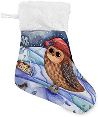 ALAZA Noel Çorap Suluboya Baykuş Kış Gece Klasik Kişiselleştirilmiş Küçük Çorap Süslemeleri için Aile Tatil Sezon Parti Dekor