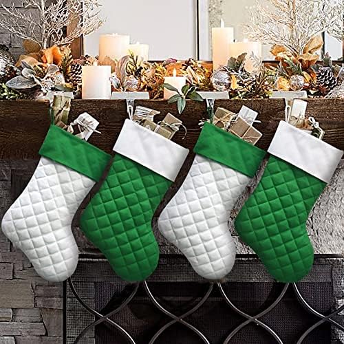 Bunny Koro Ivenf Noel Çorap, 4 Adet 18 inç Kapitone Pamuk Yeşil veya Beyaz Kalın Lüks Çorap, aile Tatil Noel Parti Süslemeleri