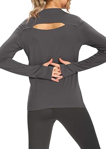 Bestisun Bayan Uzun Kollu Egzersiz Üstleri Aç Geri Gömlek Egzersiz Spor Giyim Atletik Yoga T Shirt