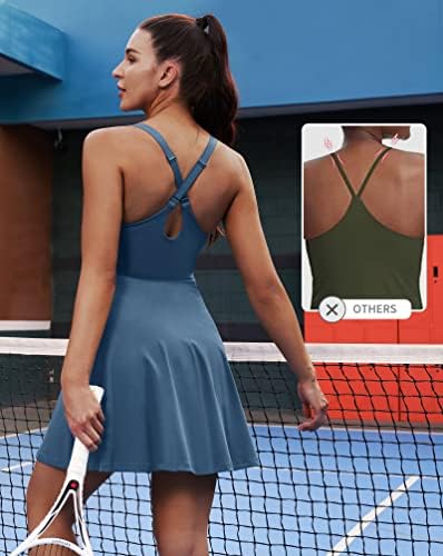 Altında Şortlu Bayan Tenis Elbisesi, Golf egzersiz elbisesi Cepler Kadınlar için Egzersiz Atletik Elbise
