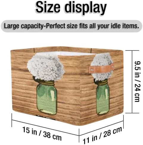 2 Paket Depolama Sepeti Küpleri Çiçek Hidrange Şişe Ahşap Katlanabilir saklama Kutusu Kulplu kutu Dolap Rafları için Büyük