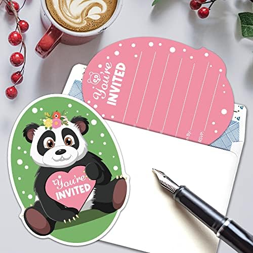 RZHV 15 Paketi Panda & Çiçek Şekilli Dolgu-İn Davetiyeleri Kartları Zarflar İle Erkek Kız Yetişkinler için, Komik Bebek Duş