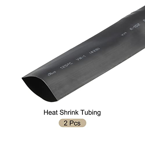 Rebower ısı Shrink boru 2: 1 kablo kılıfı tüp sarma, [Elektrik yalıtım Koruması için] - 28mm Çap / 2 m / Siyah / 2 Adet