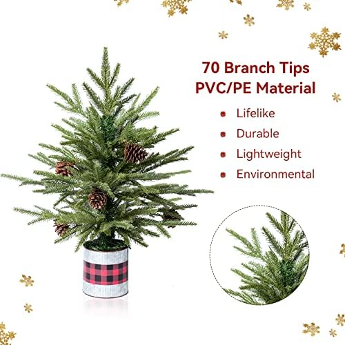 Noel Dekorasyonu, 3x5 FT 210D Polyester Amerikan Bayrağı ile 2FT Yapay Noel Ağaçları, Saksılı Masaüstü Dekor Noel Ağacı,