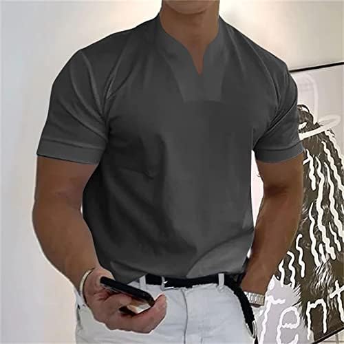 Erkek gömlek erkek rahat düz renk v yaka beyefendi iş kısa kollu spor T-Shirt gömlek