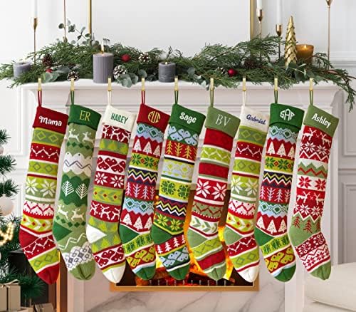 TEEAMORE Özel Noel Çorap Kişiselleştirilmiş Noel Çorap Adı ile Özel Adı Çorap Asılı Noel Çorap 5 Set