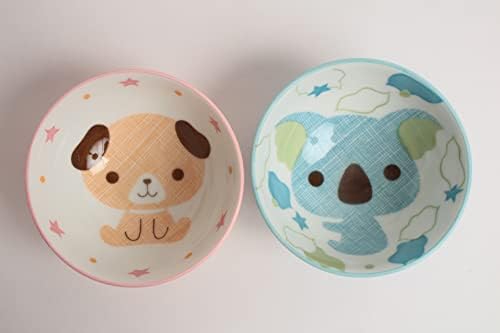 Mino gereçleri Japon Çift Çocuk pirinç kasesi Köpek ve Koala Seti Japonya'da yapılan (Japonya İthalatı) MIG004
