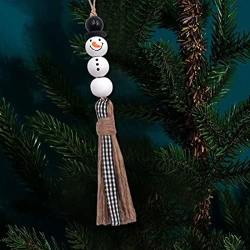Saptuba 8 Adet Kardan Adam Boncuk Garland Noel Ağacı Süsler Noel Ahşap Çiftlik Evi Boncuk Rustik Asılı Boncuk Ekose Boncuk