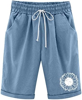 MIASHUI Kısa Pijama Seti Kadınlar için Kadınlar Baskılı Yaz Yüksek Belli pamuklu pantolonlar Artı Boyutu Şort Bağlama Kısa