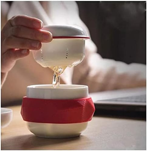 LİANXİAO-Çay Seti Kişisel Seyahat Çay Seti Taşınabilir Çanta Açık Seyahat Ofis Aile Kung Fu Çay Seti-Kırmızı (Renk: Kırmızı)