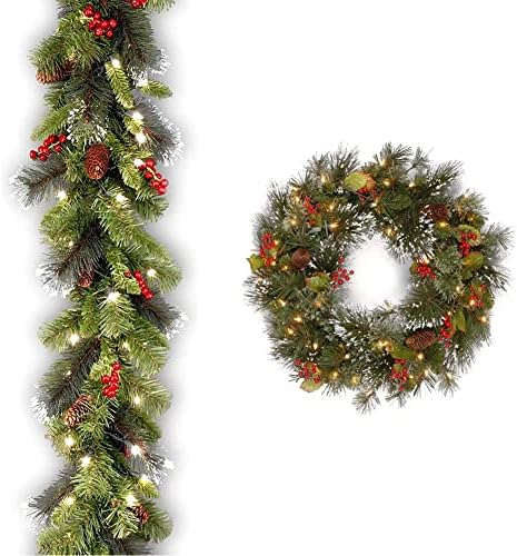 National Tree Company Önceden Aydınlatılmış Yapay Noel Çelengi, Yeşil, 9 Fit & Company Önceden Aydınlatılmış Yapay Noel Çelengi,
