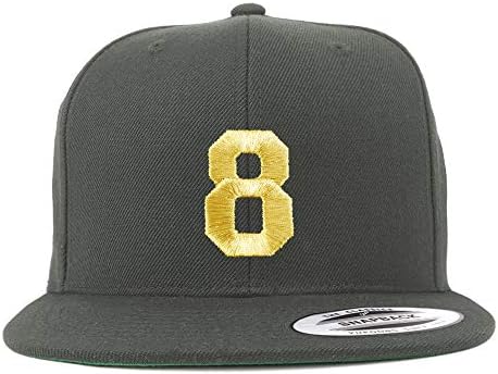 Trendy Giyim Mağazası Numarası 8 Altın iplik Düz Fatura Snapback Beyzbol şapkası
