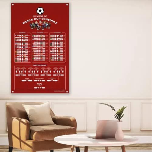 Owowong 2022 Dünya Kupası Futbol Oyunu Duvar Tablosu, 32 Takım Programı Posteri, Katar Futbol Maçları, Futbol Turnuvası Programı,