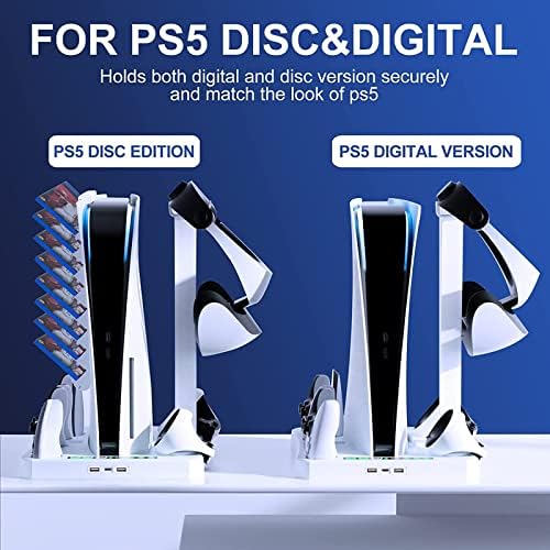 TATACO Denetleyici Şarj İstasyonu PSVR 2, [6 in 1] yerleştirme standı için Soğutma Fanı ile PS5, Playstation 5 VR2 Konsol