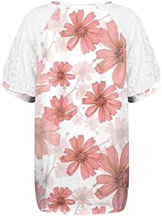 Kadın Yaz Üstleri, Moda Dantel Tığ Kısa Kollu Gömlek Moda Rahat Kıyafetler Şık Sevimli Tunik Bluzlar