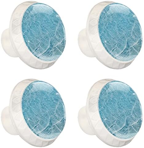 Dresser Topuzlar Mavi Su Çekmece Kolları Kristal cam kabin tutamakları 4 Adet Renkli Baskı Yuvarlak Beyaz Kolları Toddler